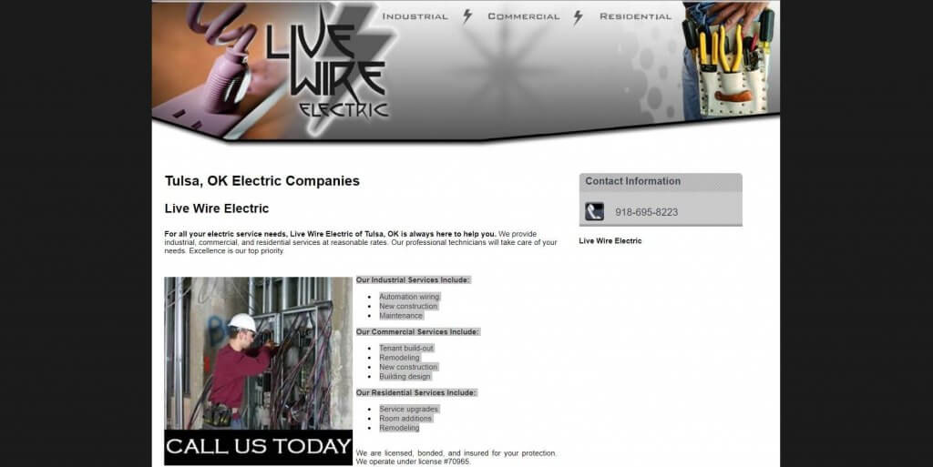 Live Wire Electric Electrician In Tulsa