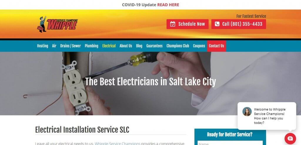 Whipple Service Champions Electrician Salt Lake City